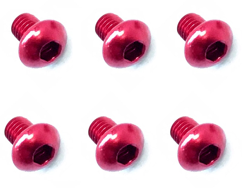 3x4ヘックスボタンビス(レッド/6本入) 3x4 Hex Button Duralumin Screw (red/6 pcs.)