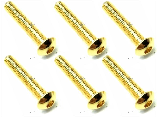 3X16 Stainless Steel Hex Socket Button Head Screw (6 pcs.) 24K Gold Plated