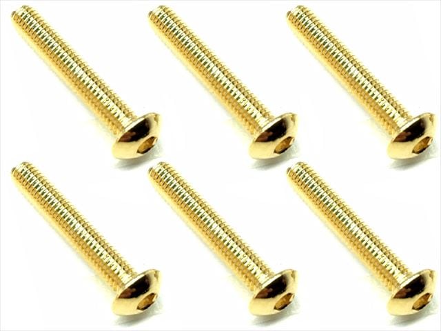 3X18 Stainless Steel Hex Socket Button Head Screw (6 pcs.) 24K Gold Plated