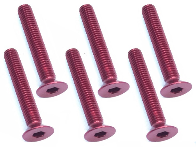 3x20 Hex Socket Countersunk Screw (Red /6 pcs.)