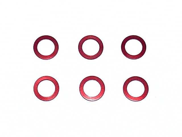 M4アルミカラー φ6×4×0.5t (レッド)6個入リ M4 Aluminum Collar 0.5t(Red) 6Pcs.