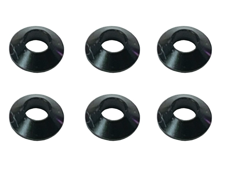 アルミM3テーパーワッシャー ブラック 6pcs Aluminum M3 taper Collars (black)