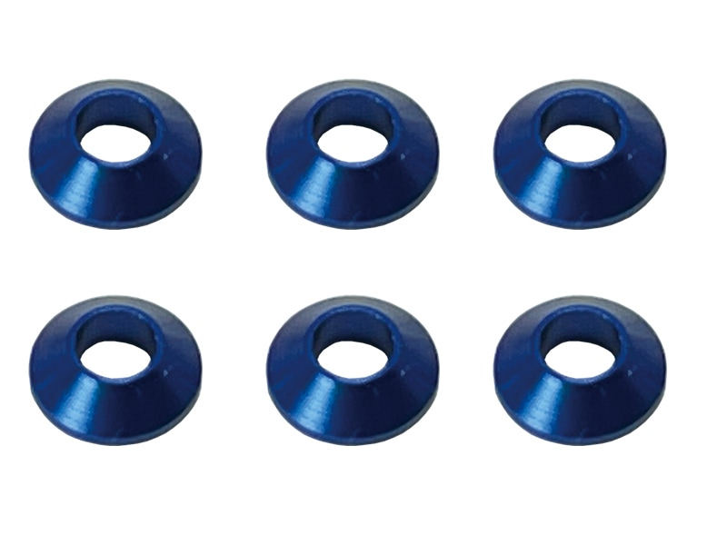 Aluminum M3 Tapered Washer Dark Blue 6pcs Aluminum M3