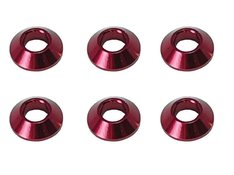 アルミM3テーパーワッシャー レッド 6pcs Aluminum M3 taper Collars (red)