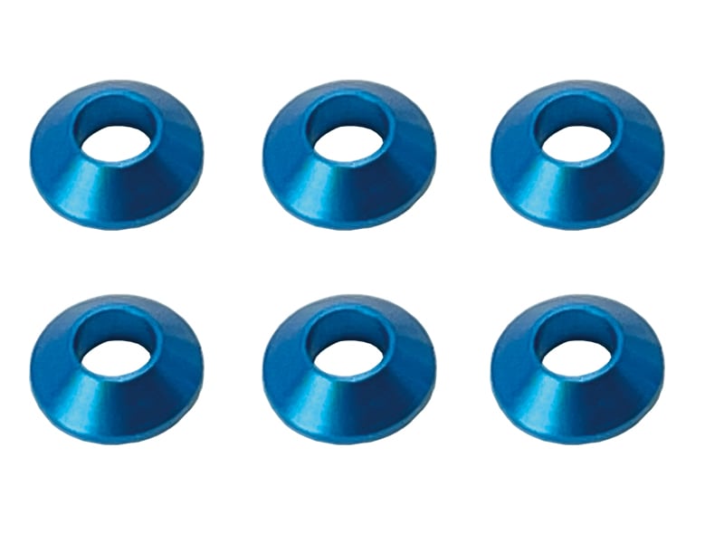 Aluminum M3 Tapered Washer Light Blue 6pcs Aluminum M3