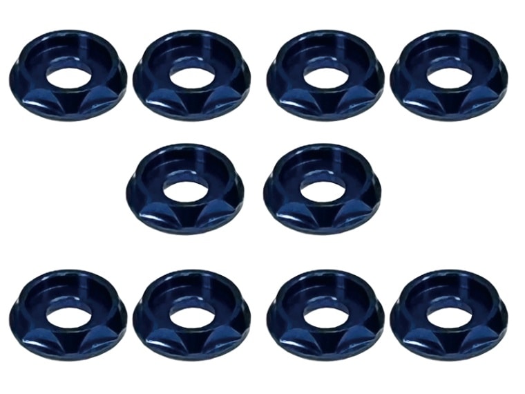 M3 CAPビス用アルミワッシャー(濃ブルー) 10pcs Aluminum M3 dish washer for cap screw(Dark Blue) 10 pcs.