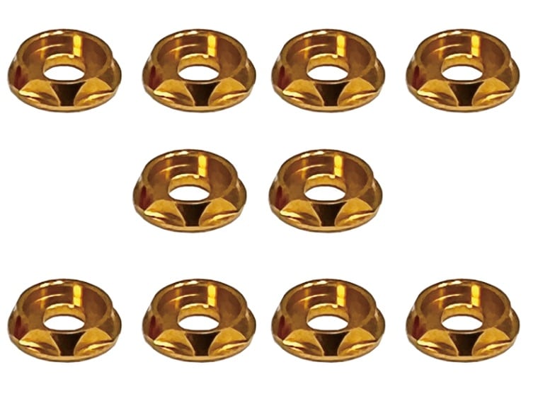 M3 CAPビス用アルミワッシャー(ゴールド) 10pcs Aluminum M3 dish washer for cap screw(gold) 10 pcs.