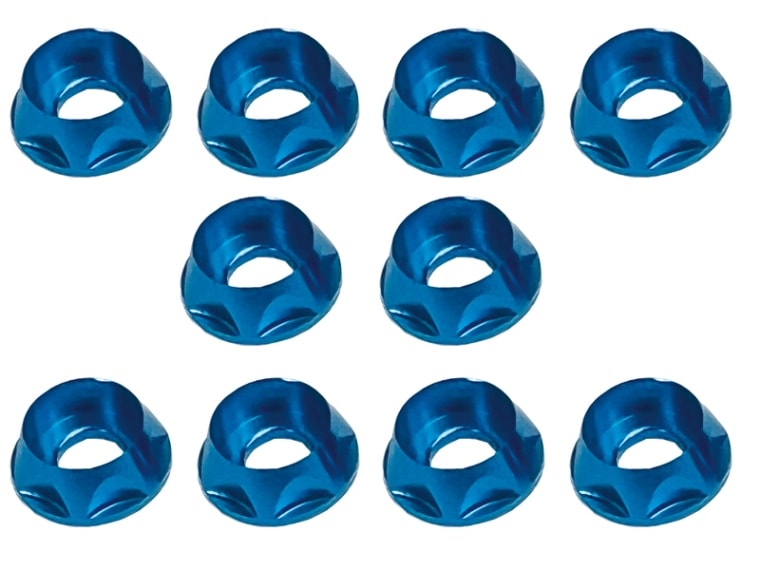 M4 CAPビス用アルミワッシャー(ライトブルー) 10pcs Aluminum M4 dish washer for cap screw(Light blue) 10 pcs.