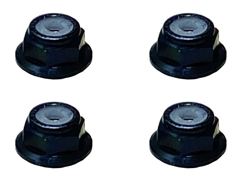 Aluminum Flanged Nylon-Insert Nut M2 (Black) 4pcs