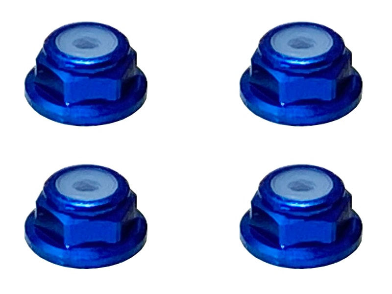 Aluminum Flanged Nylon-Insert Nut M2 (Dark Blue) 4pcs