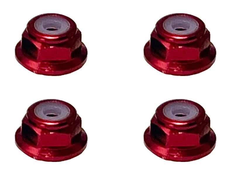 アルミフランジナイロンナット M2 （レッド) 4pcs