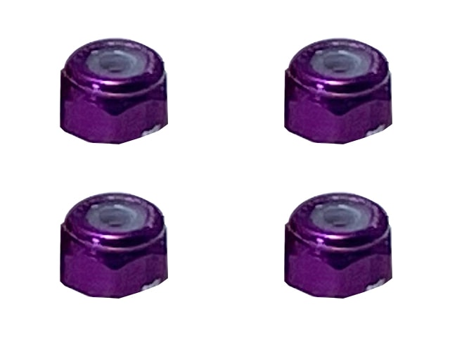 アルミナイロンナット M2 (パープル) 4pcs 2mm Aluminum nylon nut (purple)