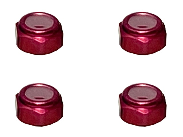 アルミ薄型ナイロンナット M2 （レッド) 4pcs