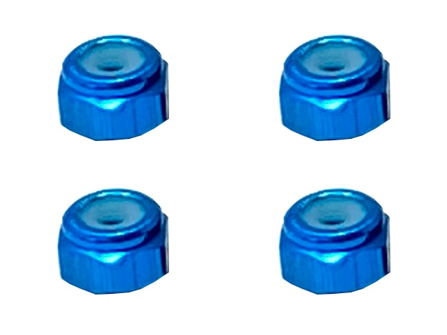 アルミナイロンナット M2 (ライトブルー) 4pcs 2mm Aluminum nylon nut (TAMIYA Blue)