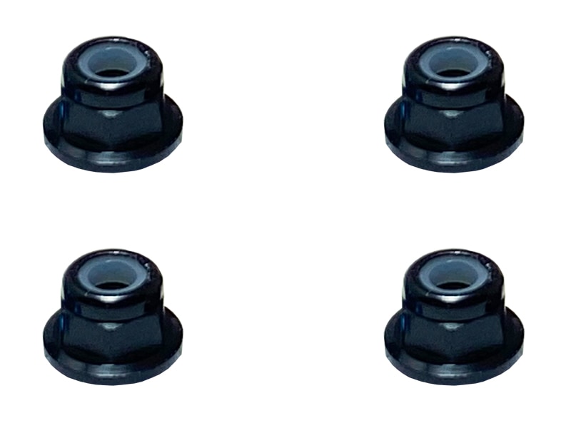 Aluminum Flanged Nylon-Insert Nut M3 (Black) 4pcs