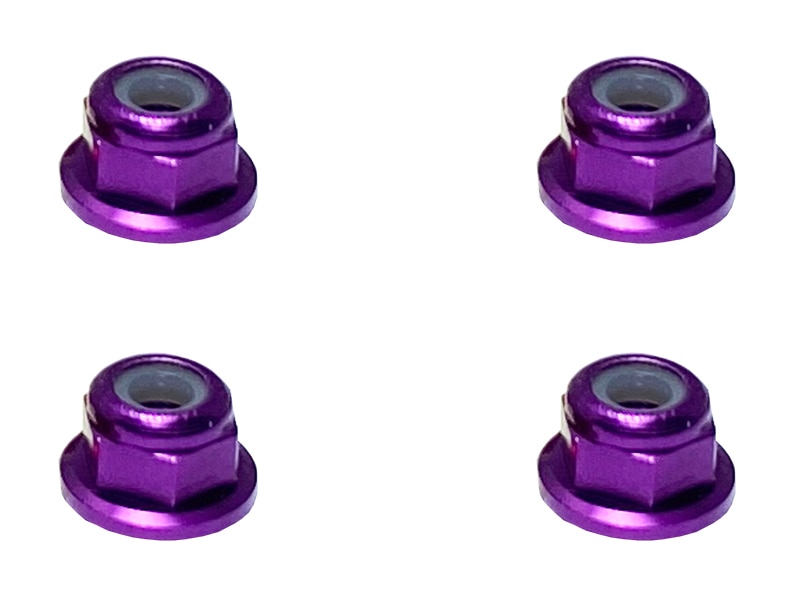 アルミフランジナイロンナット M3 （パープル) 4pcs
