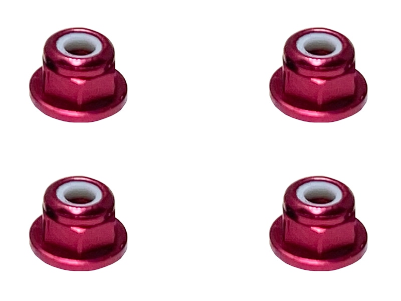 アルミフランジナイロンナット M3 （レッド) 4pcs