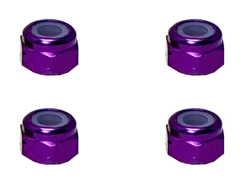 アルミナイロンナット M3 （パープル) 4pcs