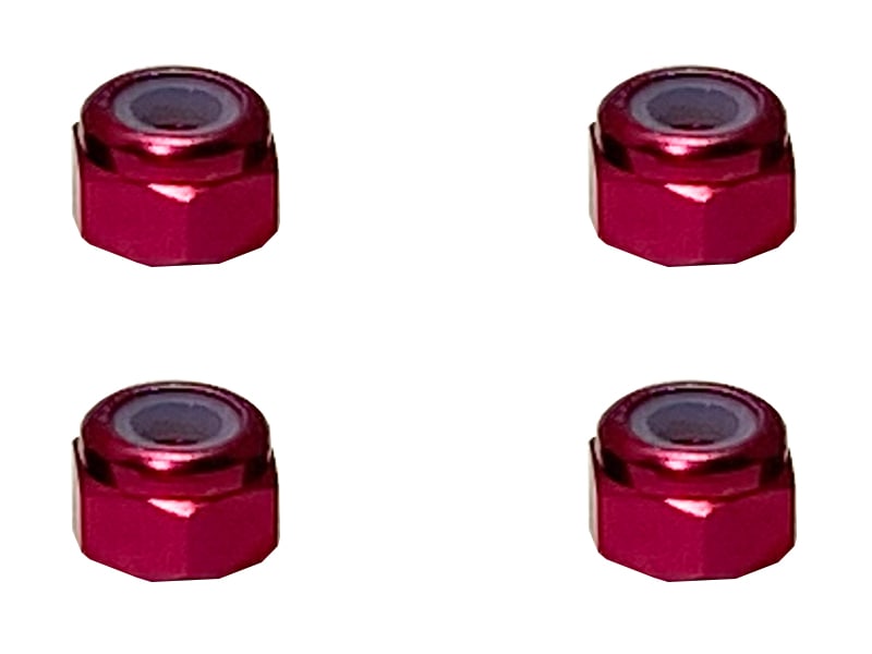 Aluminum Nylon-Insert Nut M3 (Red) 4pcs