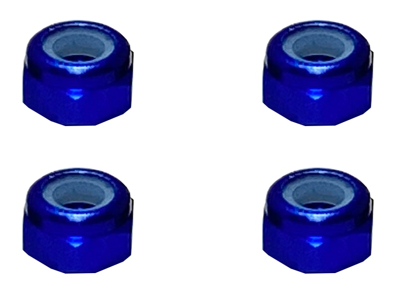 Aluminum Thin Nylon-Insert Nut M3 (Dark Blue) 4pcs