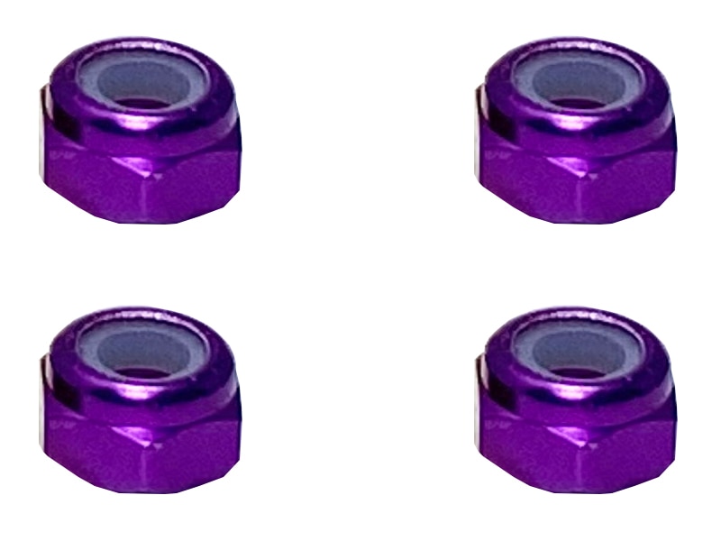 アルミ薄型ナイロンナット M3 （パープル) 4pcs
