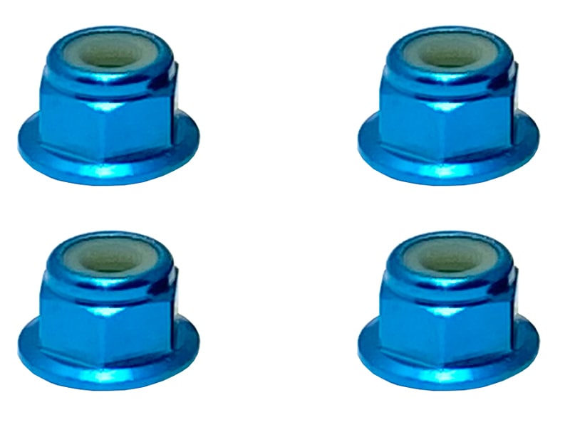 Aluminum Flanged Nylon-Insert Nut M4 (Light Blue) 4pcs