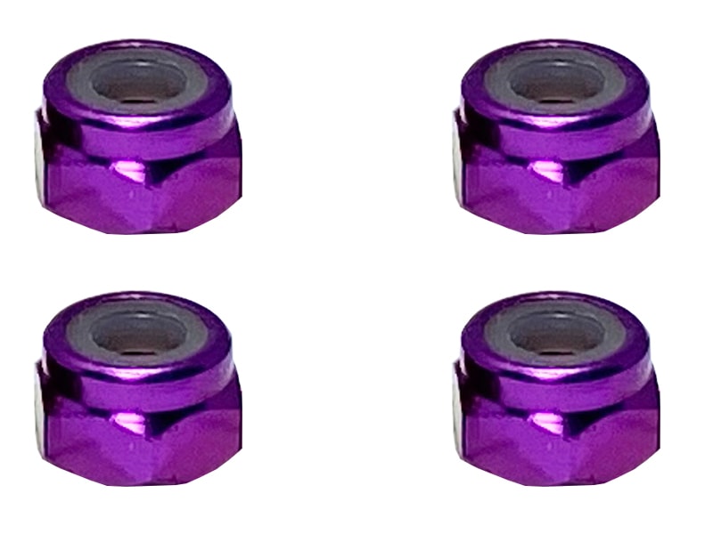 Aluminum Nylon-Insert Nut M4 (Purple) 4pcs