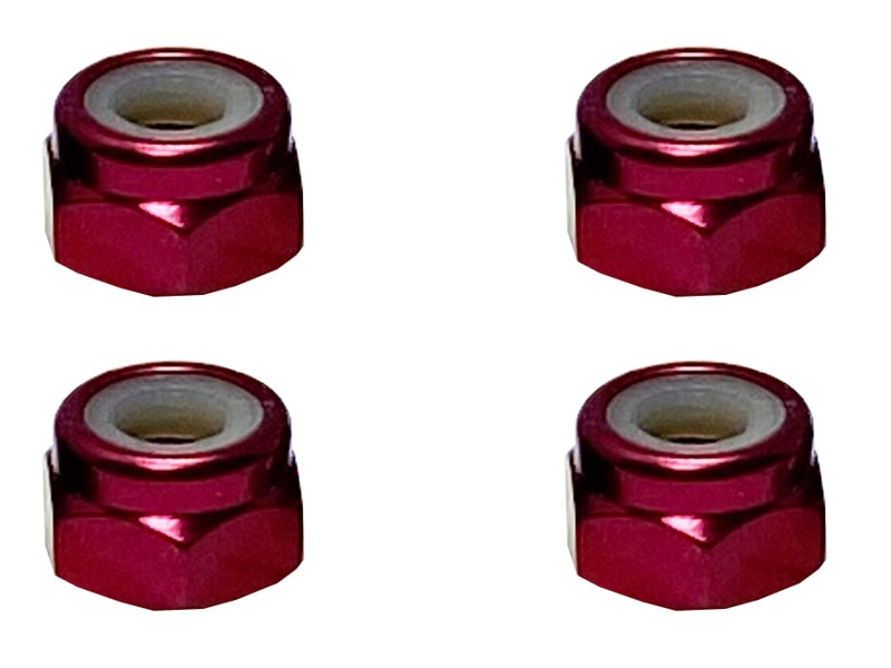 Aluminum Nylon-Insert Nut M4 (Red) 4pcs