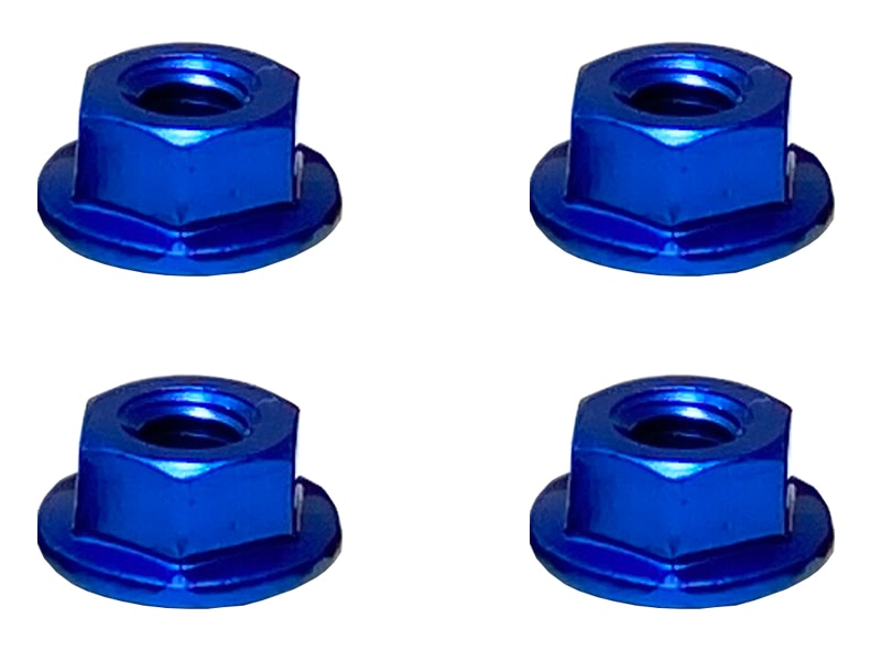 Aluminum Flanged Serrated Nut M4 (Dark Blue) 4pcs Aluminum M4