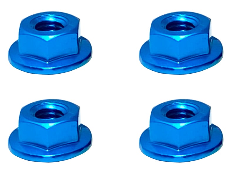 Aluminum Flanged Serrated Nut M4 (Light Blue) 4pcs Aluminum M4