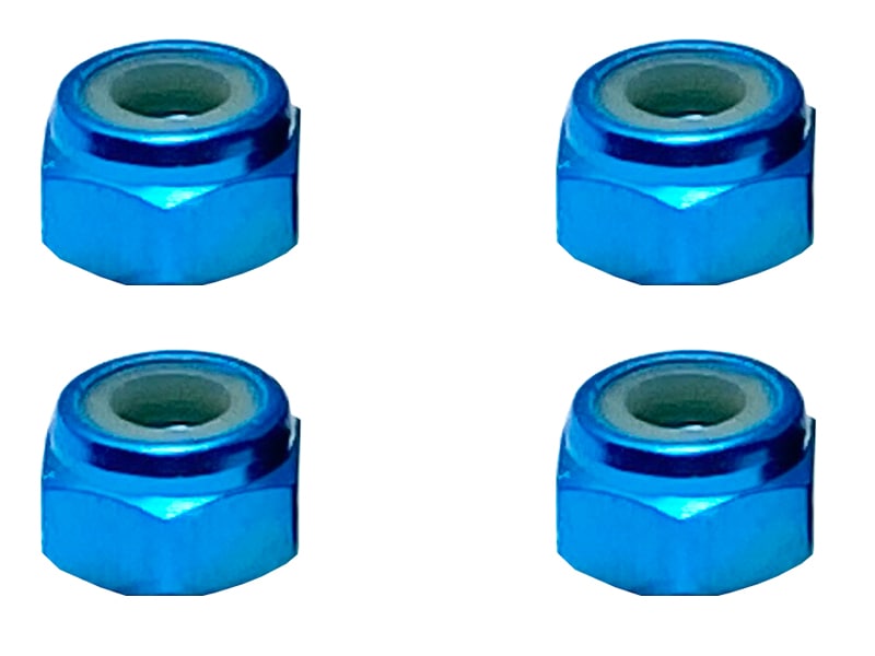 Aluminum Nylon-Insert Nut M4 (Light Blue) 4pcs