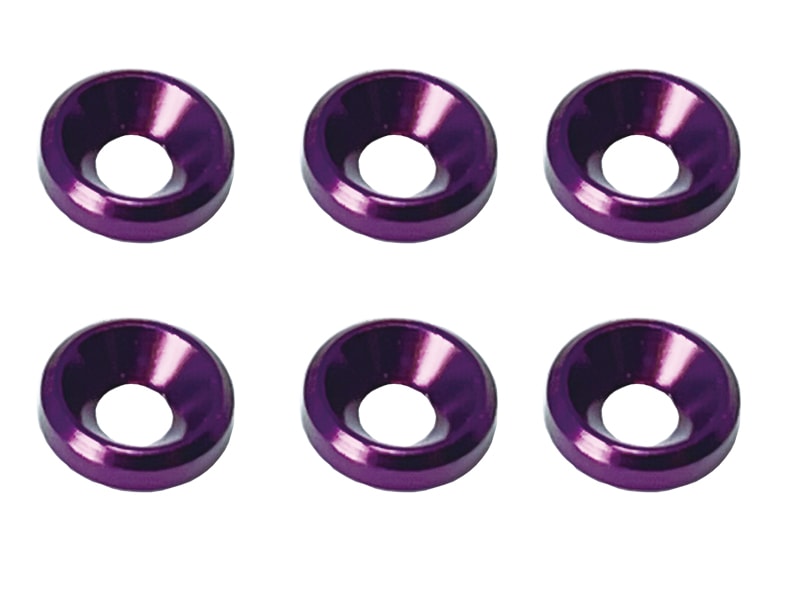 M3 Aluminum Countersunk Washer OD 8mm Purple 6pcs