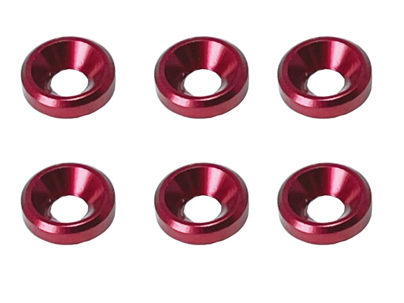 M3 Aluminum Countersunk Washer OD 8mm Red 6pcs