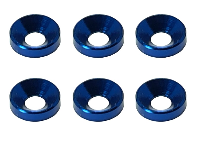 Aluminum M4 Countersunk Washer OD 10mm Dark Blue 6pcs