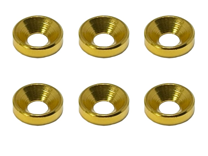 Aluminum M4 Countersunk Washer OD 10mm Gold 6pcs