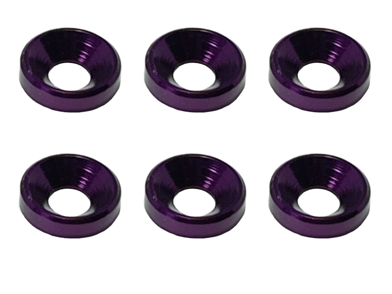 Aluminum M4 Countersunk Washer OD 10mm Purple 6pcs