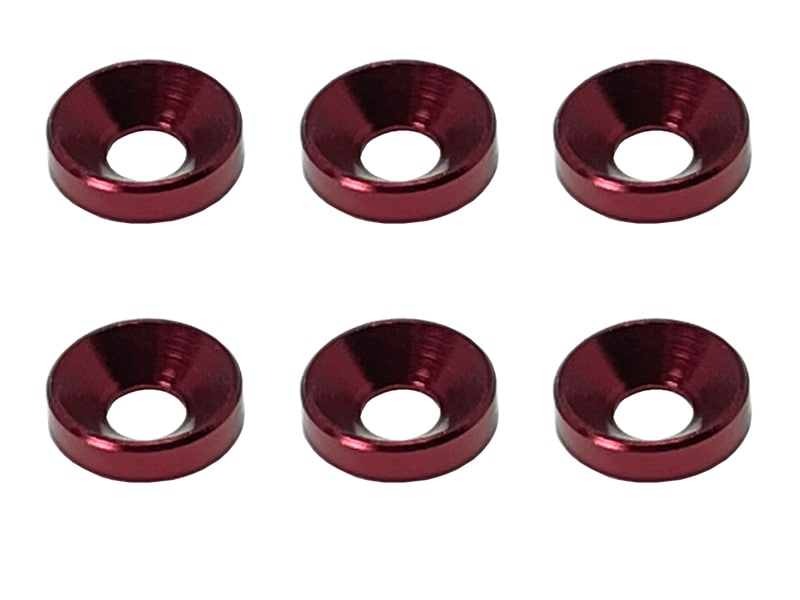 Aluminum M4 Countersunk Washer OD 10mm Red 6pcs