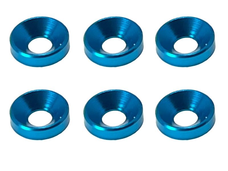 Aluminum M4 Countersunk Washer OD 10mm Light Blue 6pcs Aluminum M4