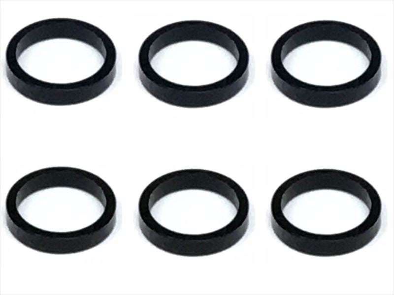 インチアルミカラー φ7.9×6.4×1.5t (6個入)ブラック Collar 1.5t of adjustment of width of Rear car (6 pcs.) black for 1/12 racing