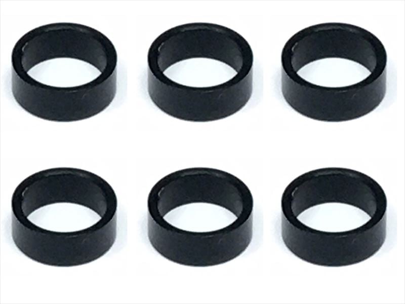 インチアルミカラー φ7.9×6.4×3.0t (6個入)ブラック Collar 3.0t of adjustment of width of Rear car (6 pcs.) black for 1/12 racing