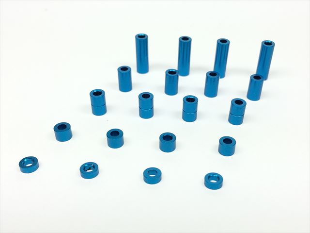 Φ2 Aluminum Collar Set 1.5t,3t,6t,6.7t,12t(Tamiya Blue) Each 4 pcs.