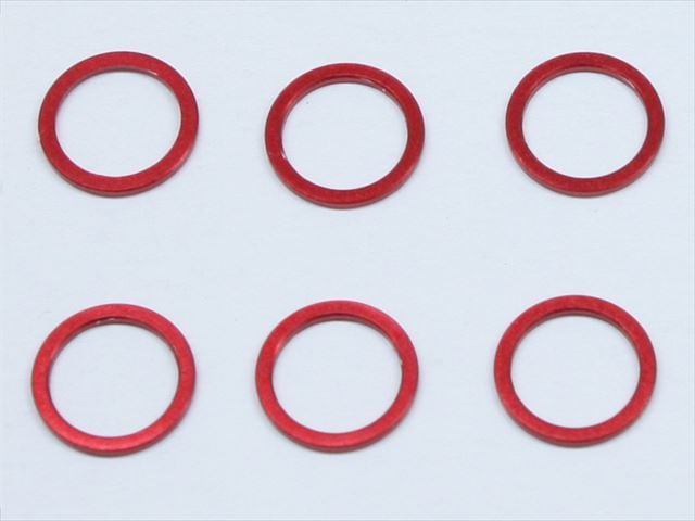 M5 Aluminum Collar φ6.4×5×1.5t (Red)6 pcs. M5×6.4×1.5t