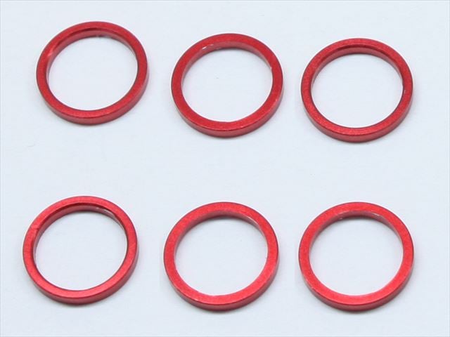 M6 Aluminum Collar φ7.4×6×1.5t (Red)6 pcs. M6×7.4×1.5t