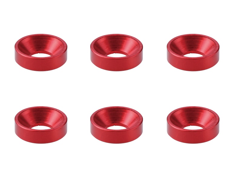 Aluminum M3 Countersunk Washer OD 7mm Red 6pcs Aluminum M3