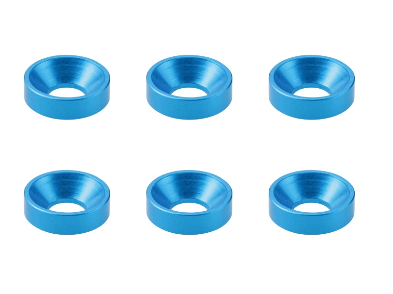 Aluminum M3 Countersunk Washer OD 7mm Light Blue 6pcs Aluminum M3