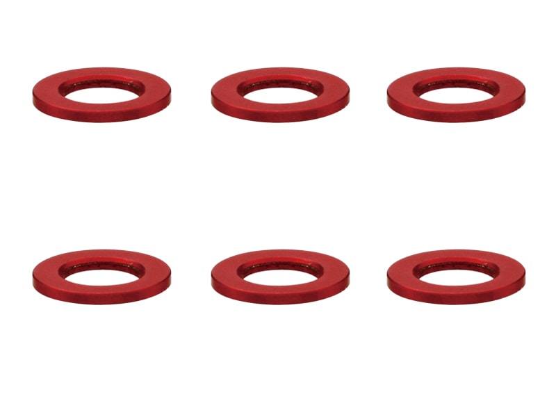M3 Aluminum Collar φ5.5×3×0.5t (Red)6 pcs. Aluminum M3 washer 0.5t (red)
