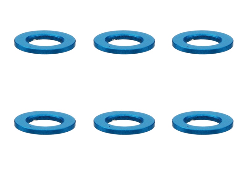 M3 Aluminum Collar φ5.5×3×0.5t (Light Blue)6 pcs. Aluminum M3 washer 0.5t (TAMIYA Blue)