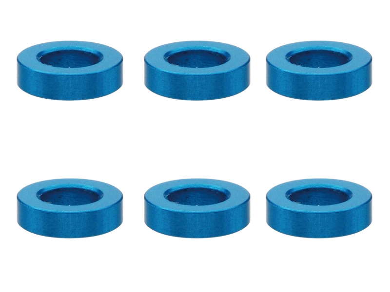 M3 Aluminum Collar φ5.5×3×1.5t (Light Blue)6 pcs. Aluminum M3 washer 1.5t (TAMIYA Blue)