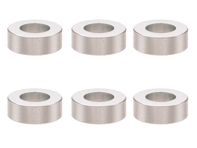 M3 Aluminum Collar φ5.5×3×2.0t (Silver)6 pcs. Aluminum M3 washer 2.0t (Titanium Color)