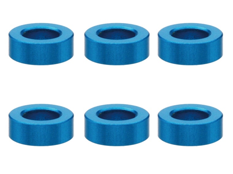M3 Aluminum Collar φ5.5×3×2.0t (Light Blue)6 pcs. Aluminum M3 washer 2.0t (TAMIYA Blue)